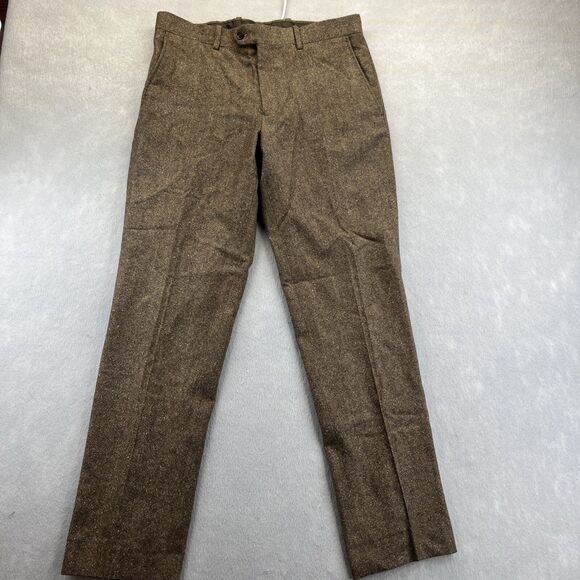 Bar III Mens Brown Textured Wool Blend Slim Fit Suit Pants Size 34W 34L Twill - Picture 3 of 15
